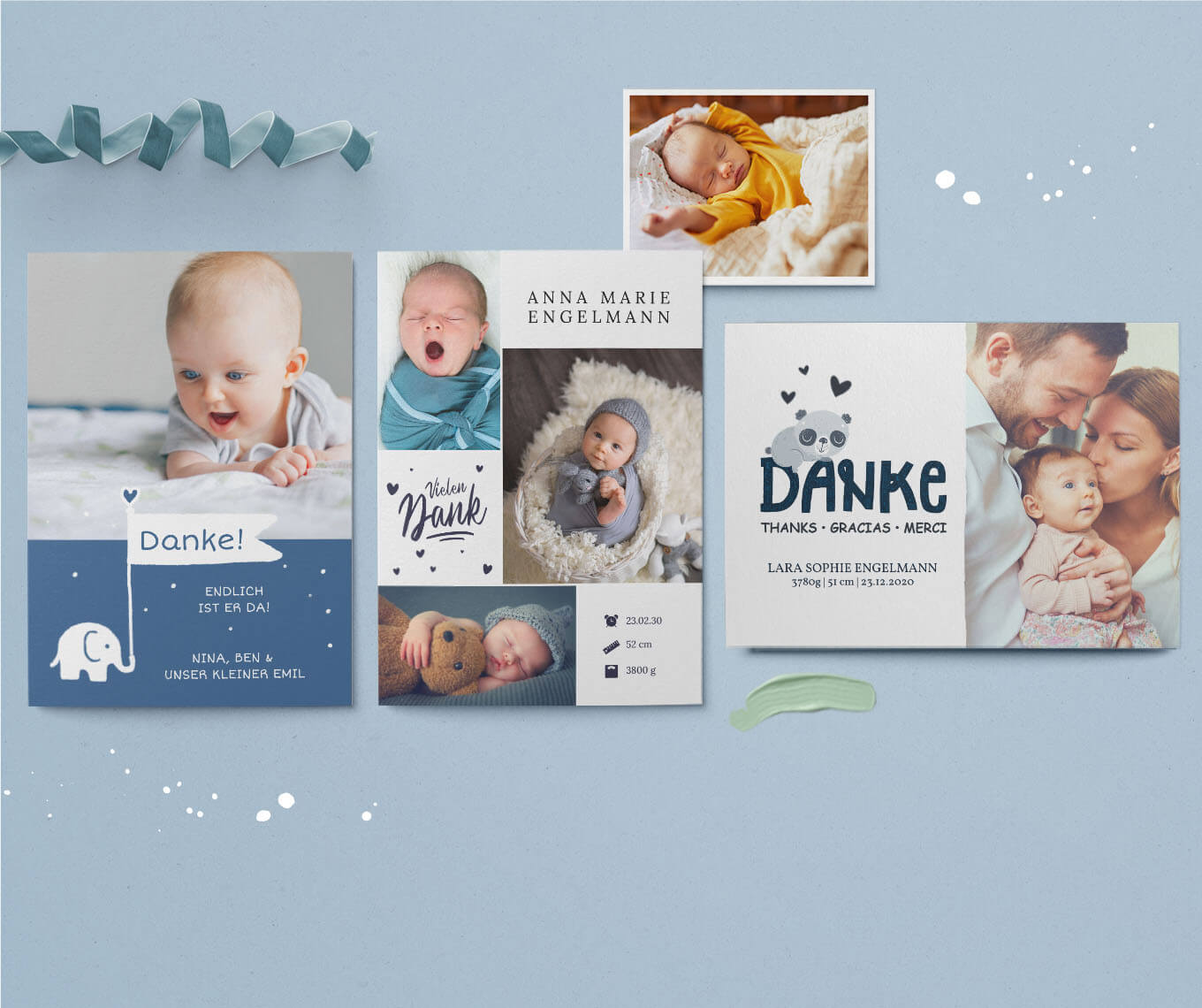 Danksagungskarten Baby Geburtsanzeige Geburtskarten mit Foto 10 St Fotokarten